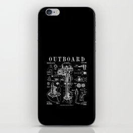 Fishing Boat Outboard Marine Motor Vintage Patent Print iPhone Skin