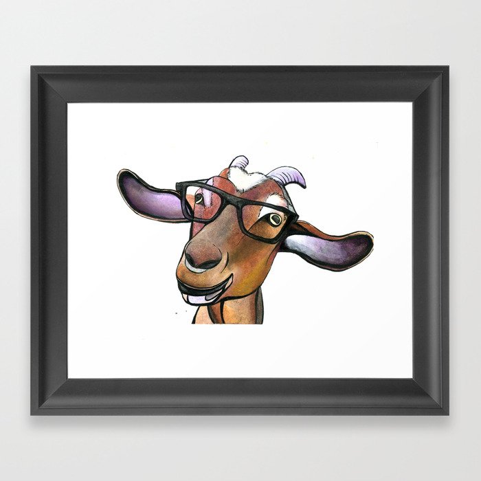 Hipster Goat Framed Art Print