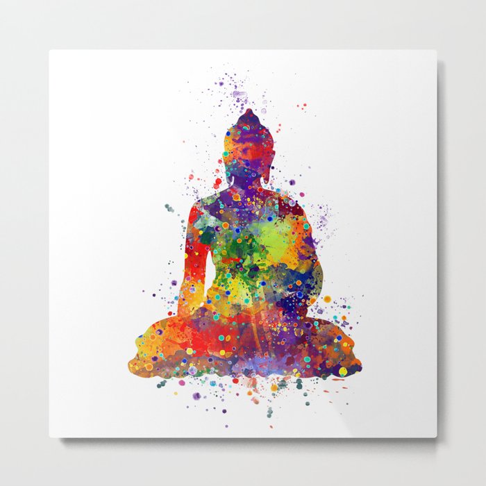 Buddha Watercolor Art Ohm Art Zen Art Meditation Gift Metal Print
