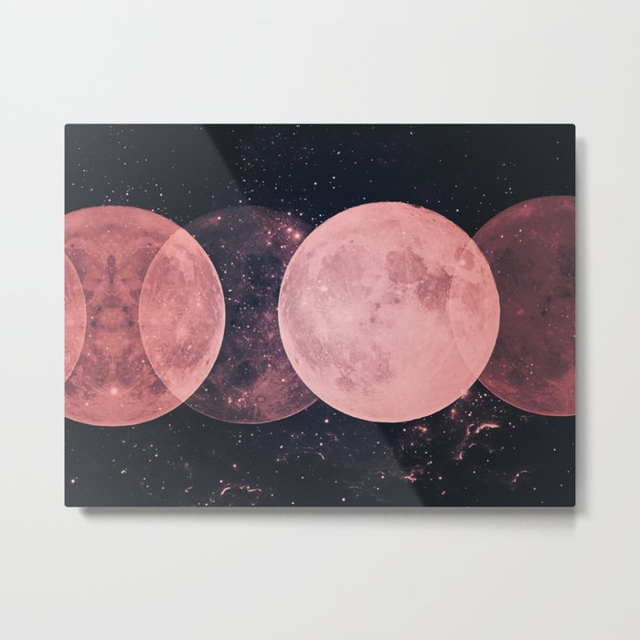 Pink Moon Phases Metal Print