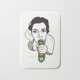 Unknown Celebrity with Pickle Bath Mat | Cartoon, Funny, Humour, Sexy, Mouthful, Snacktime, Minimal, Celebrity, Babe, Drawing 