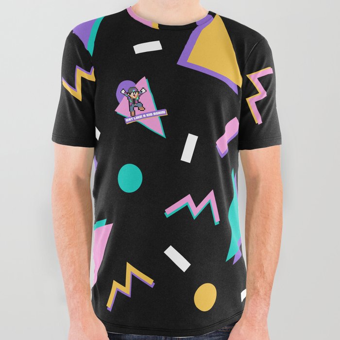Memphis Pattern 2 / 8 Bit Bites USA All Over Graphic Tee