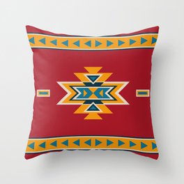 Aztec Pattern on Red Throw Pillow