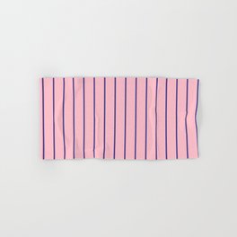 [ Thumbnail: Dark Slate Blue and Pink Colored Striped/Lined Pattern Hand & Bath Towel ]