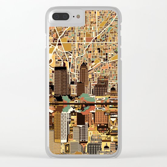 indianapolis city skyline orange Clear iPhone Case