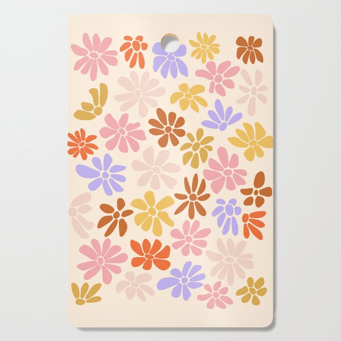 Retro Daisies - Rainbow Pastel Colors Cutting Board