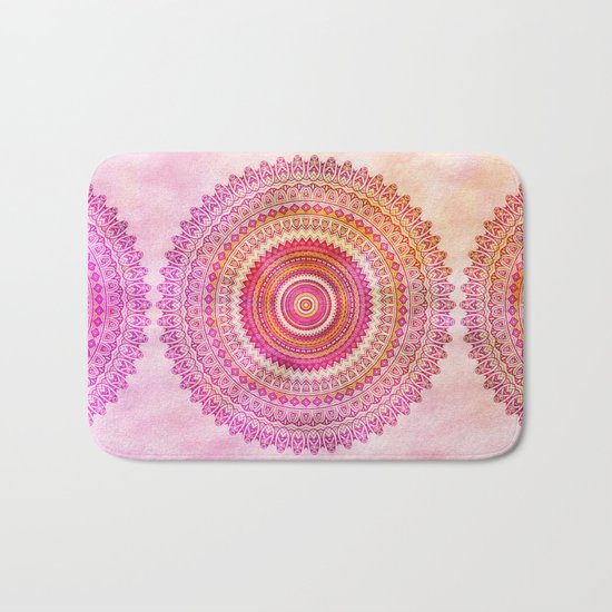 Watercolor Mandala in warm pastel colors Bath Mat