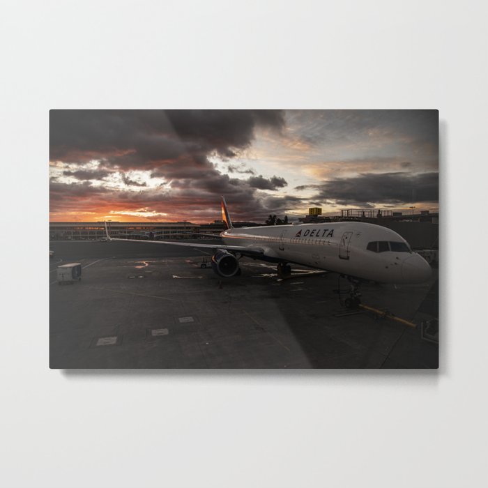 Delta Airlines, Airplane, Parked at Airport Metal Print