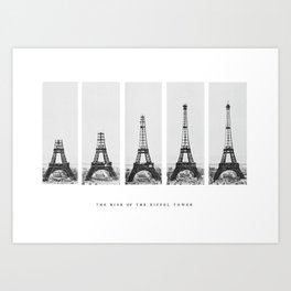 1888-1889 The Rise of the Eiffel Tower Construction Sequence black and white photography Art Print