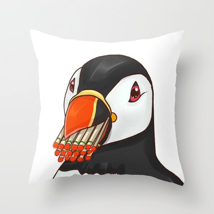 Puffin' Puffin Throw Pillow