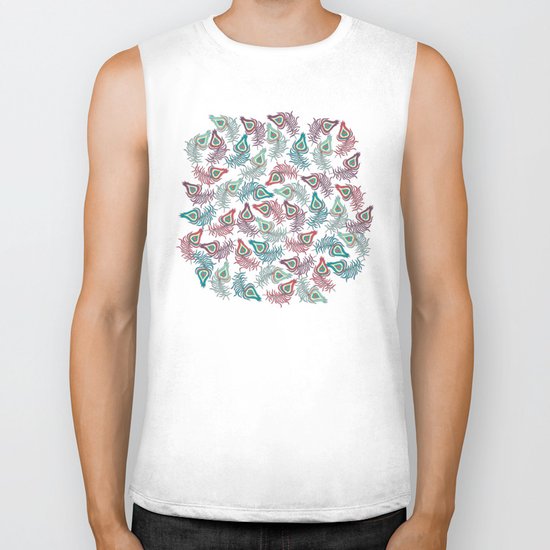 Peacock Feathers Rain Biker Tank