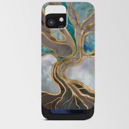 Taupe and teal Marble Tree of life iPhone Card Case
