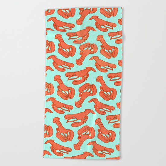Lobster addiction pattern Beach Towel