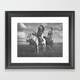 Sioux Native American First Nation Chiefs on the plains black and white photograph  Framed Art Print