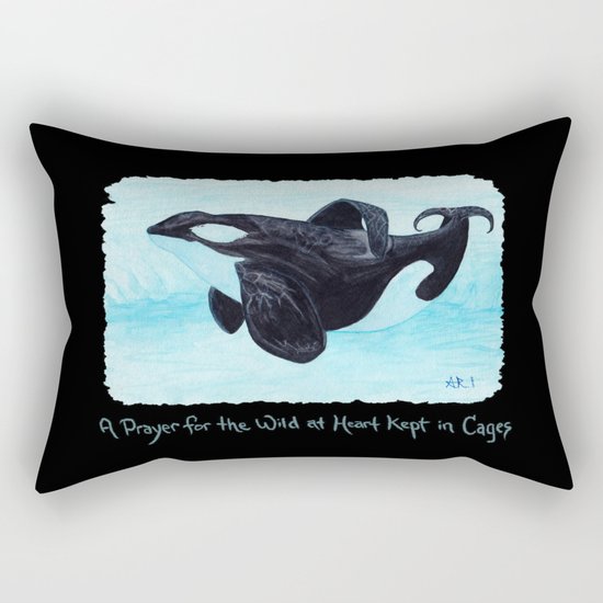 A Prayer for the Orca ~ Watercolor Painting by Amber Marine, (c) 2013 Rectangular Pillow