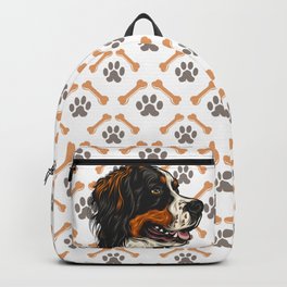 Love My Bernese Mountain Dog With Bones And Paws Pattern For Dog Lovers Backpack