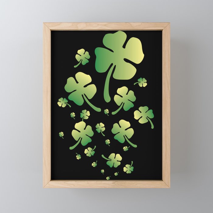 St. Patricks Gradient Clover Framed Mini Art Print