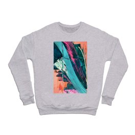 Wild [7]: a bold, colorful abstract mixed-media piece in teal, orange, neon blue, pink and white Crewneck Sweatshirt