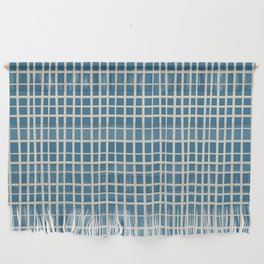 Irregular Grid Pattern in Boho Blue and Beige Wall Hanging