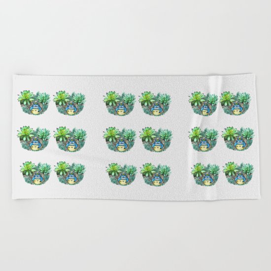 succulent plant set Beach Towel