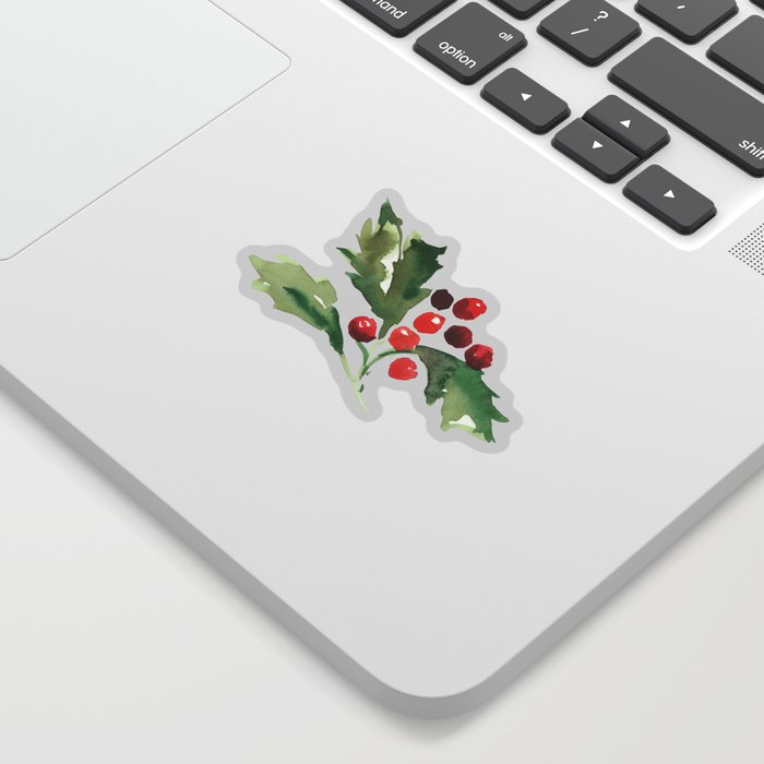 Holly Branch Merry Christmas  Sticker