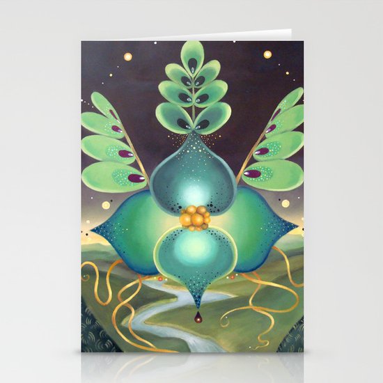 Green Flower Stationery Cards