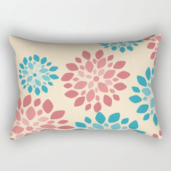 Flower Flurries Beige Rectangular Pillow