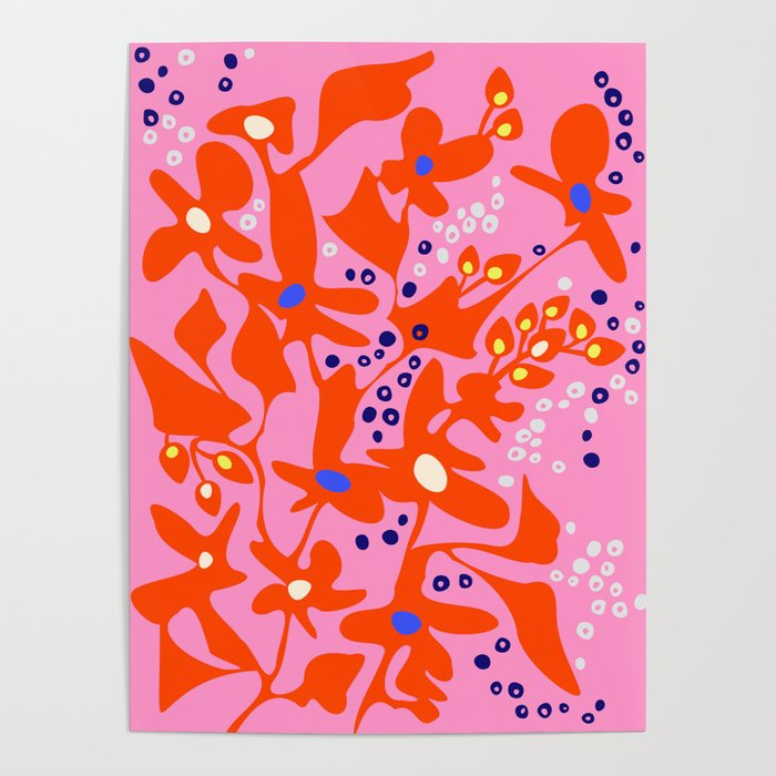 Pink home jungle: Organic shapes and flowers Poster