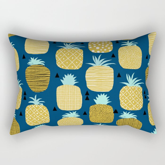 Pineapple tropical navy stripes pattern summer fruits print pillow phone case Rectangular Pillow