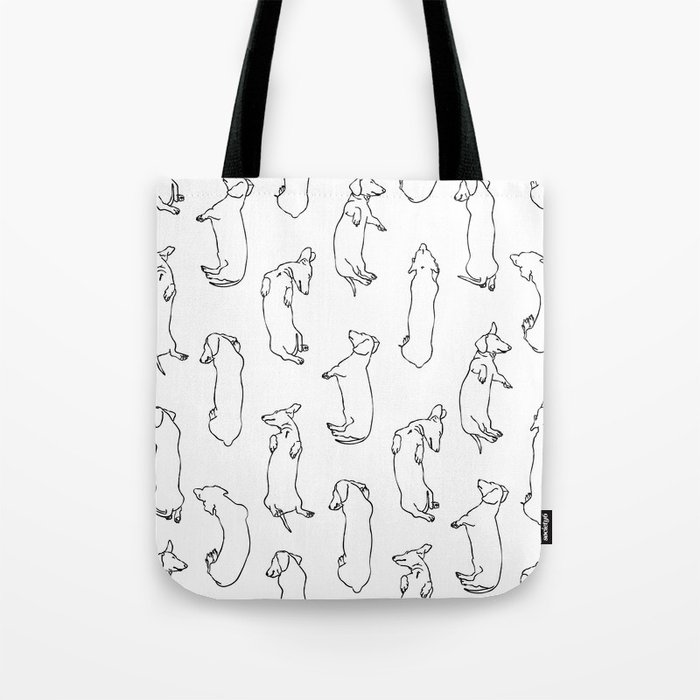 Dachshund Sleep Study Pattern. Sketches of my pet dachshund s sleeping positions. Tote Bag