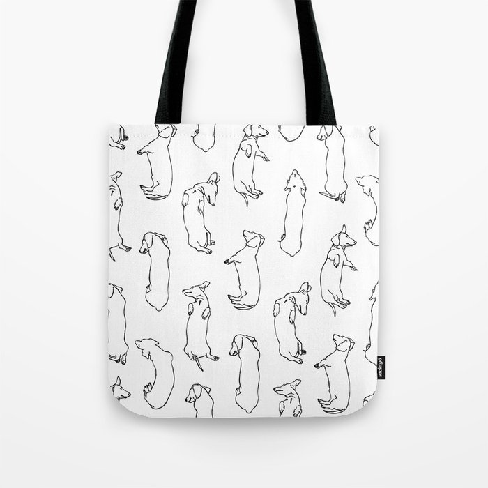 Dachshund Sleep Study Pattern. Sketches of my pet dachshund's sleeping positions. Tote Bag
