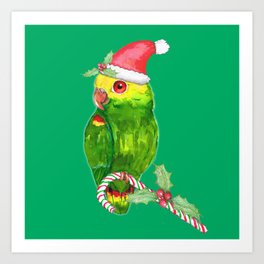 Amazon parrot Christmas style Art Print