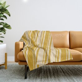 [ Thumbnail: Goldenrod and Tan Colored Striped/Lined Pattern Throw Blanket ]