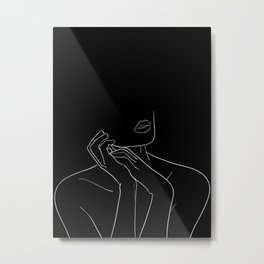 femme Metal Print | Femme, Abstract, Shoulders, Digital, Ink Pen, Minimalist, Lips, Line Art, Line, Minimalism 