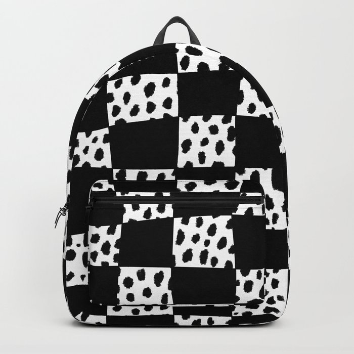 Checkered Dalmatian Polka Dot Pattern (black/white) Backpack