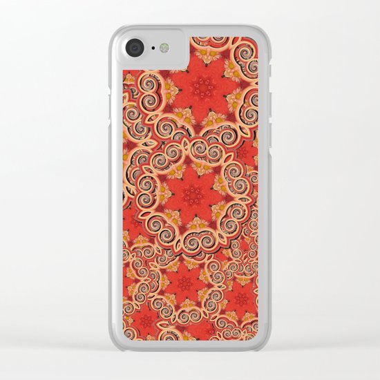 K143 - Red Curls Abstract Clear iPhone Case
