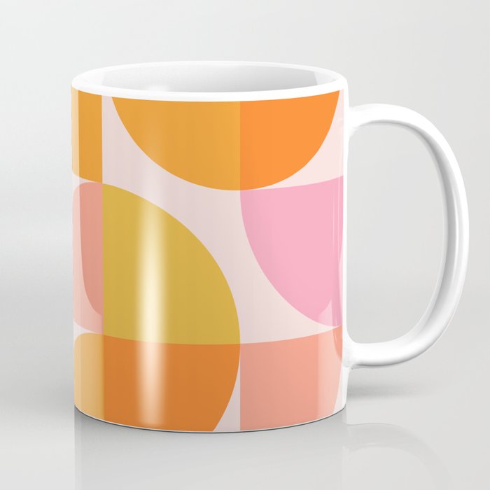 Mid Century Mod Geometry in Pink and Orange Coffee Mug