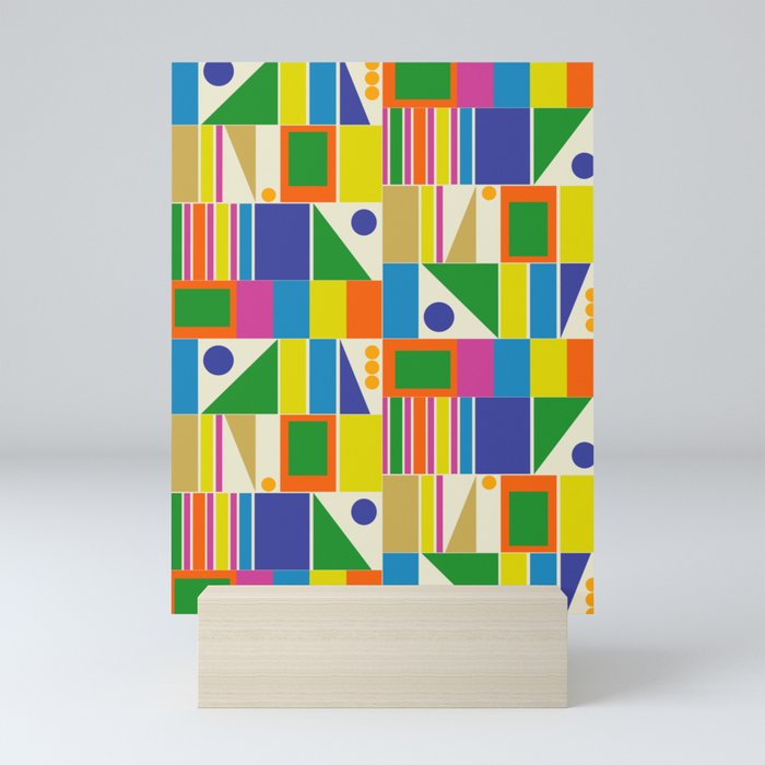Colorful Geometric Mid Century Modtastic Retro Pattern Mini Art Print