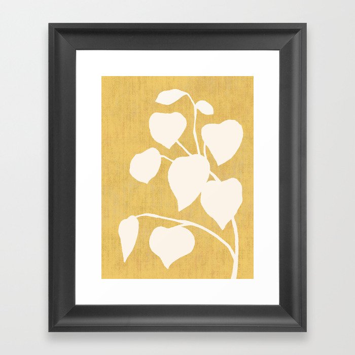 Botanic Shade - Yellow White Framed Art Print