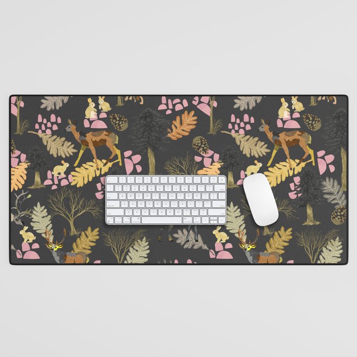 Colorful forest animals F Desk Mat