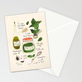 Pesto. Illustrated Recipe. Stationery Card