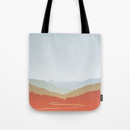 Colorful Sunrise Mountains Trees Forest Hills Landscape Tote Bag