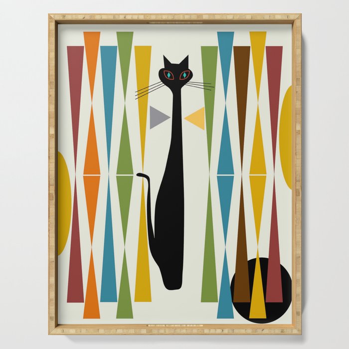 Mid-Century Modern Art Cat 2 Serving Tray by oldurbanfarmhouse | Society6
