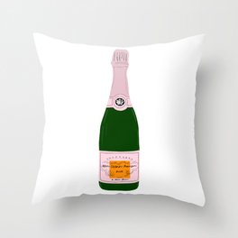 champagne rose bottle Throw Pillow
