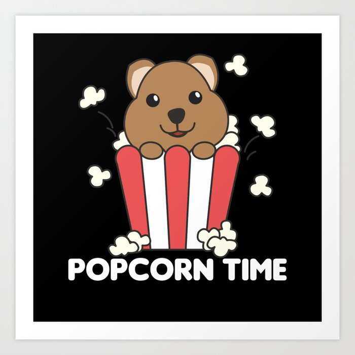 Quokka Popcorn Time Funny Animals In Fast Food Art Print