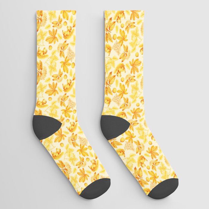 SQUIRRELS IN THE FOREST  Yellow monochrome pattern  Socks