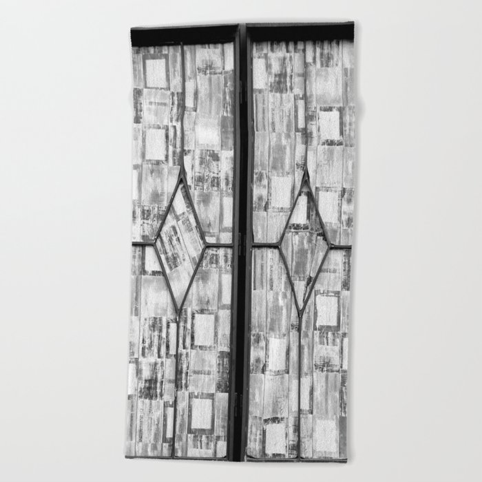 Door in the window - black and white Beach Towel