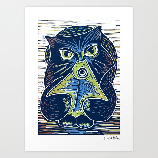 Cat & fish Art Print
