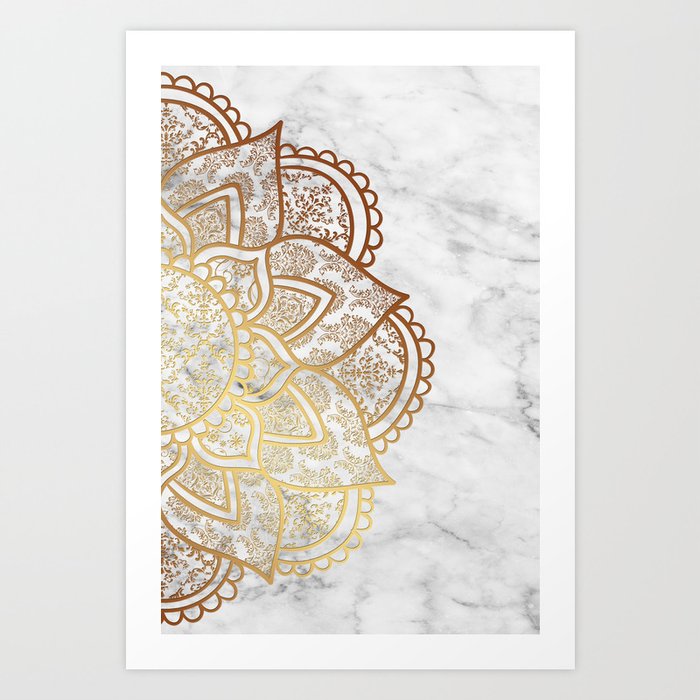 Mandala - Gold & Marble Art Print