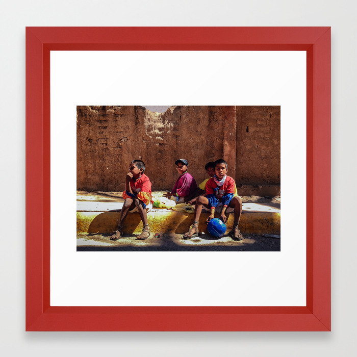 Raramuri Boys Chill Curbside Urique Mexico Framed Art Print By Ryyoung Society6